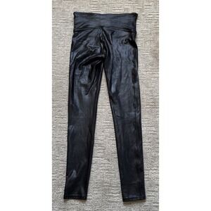 Spanx Women's Black‎ Faux Leather Leggings Size M Stretch Comfy Moto Boho Casual